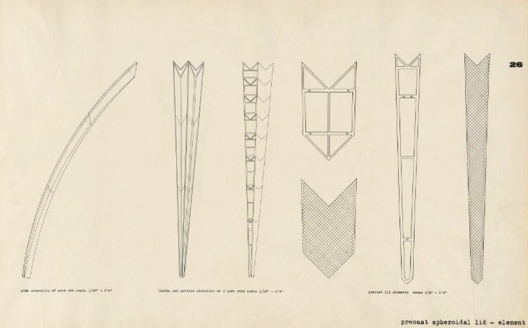 Casa de Ópera de Sidney, informações sobre os elementos construtivos da cobertura, Sidney, Austrália, 1957. Arquiteto Jorn Utzon