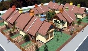 Perspectiva geral do Conjunto Habitacional
