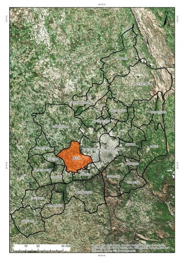 Vista de satélite da RMBH com Betim em destaque