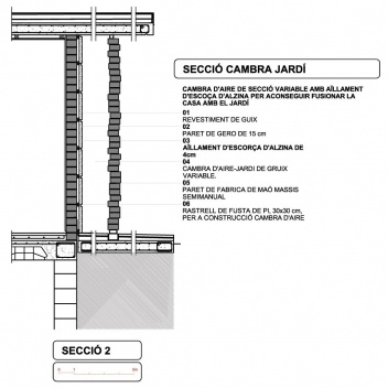Casa Jardí 03, cortes de detalhes, Igualada, Barcelona. Arquitetos Manuel Bailo e Rosa Rull, 2007