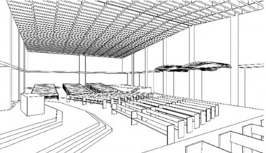 Igreja da Vila Madalena, planta, cortes e perspectivas da proposta de reforma, São Paulo SP, 1957. Arquiteto Joaquim Guedes