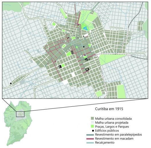 Calçamento realizado entre 1913 e 1915 pela CMC