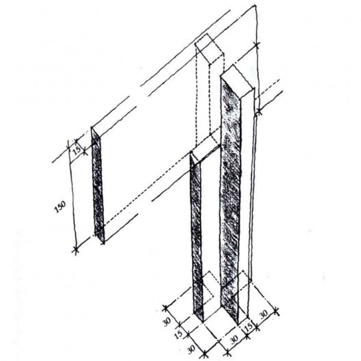Saint Catherine’s College, pilar tipo usado no refeitório, biblioteca e auditório, Oxford, Inglaterra, 1959-1964, arquiteto Arne Jacobsen