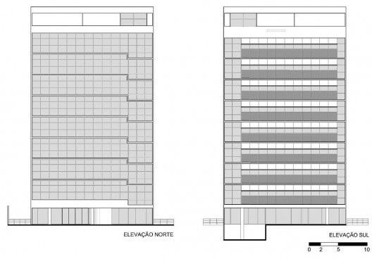 Edifício Jaraguá, elevações norte e sul