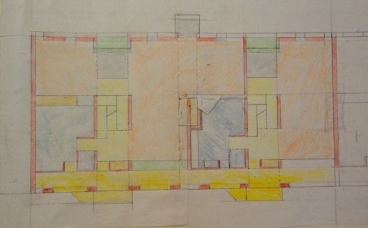 Plano de colores esquemático de las unidades del bloque de viviendas en Brasilia.