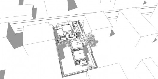 Casas Jaoul, vista aérea, Neully-sur-Seine, Paris, França, 1951-56. Arquiteto Le Corbusier