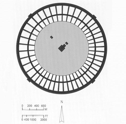 Cidade Redonda de Bagdá, 762 e 766, planta geral. Construtor Abu Jafar al-Mansur