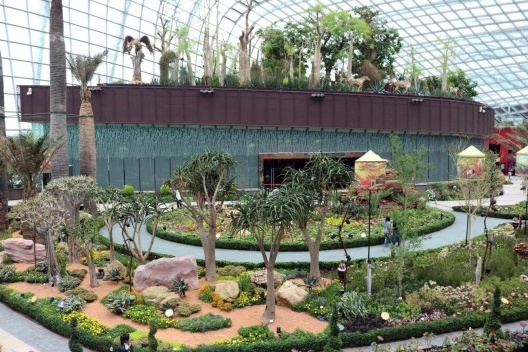 Flower Dome – Vista do Campo de Flores e Os Baobás, Singapura