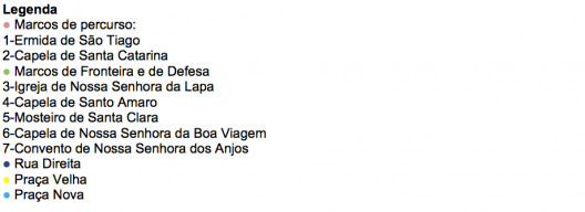 fig 18. Planta de localização dos edifícios religiosos utilizados como marcos de percurso e como marcos de fronteira e de defesa