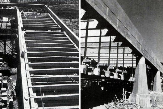 Imagem da construção, detalhe estrutura. Edifício Cepal, Santiago do Chile, 2010. Arquiteto Emilio Duhart.