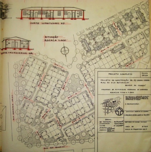 Detalhe do parcelamento e arruamento da Vila Estanislau construída em Campinas no começo da década de 1940