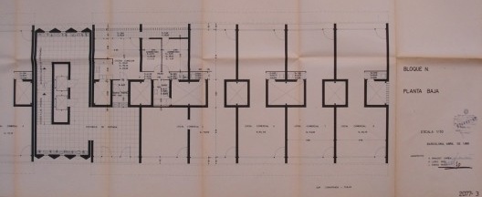 Planta baixa do bloco N, de autoria do Grupo LIGS/ Lopez Iñigo, Giráldez e Subías