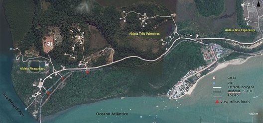 Mapa das Aldeias Guaranis em forma de rede