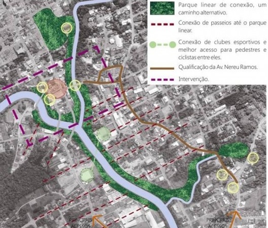 Mapa com as diretrizes e propostas macro com a localização das Bagagens.