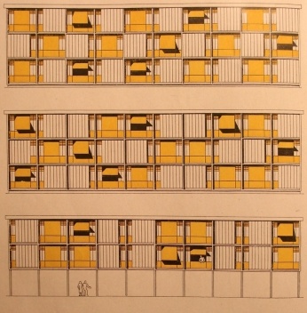 Estudo das fachadas do edifício de três pavimentos