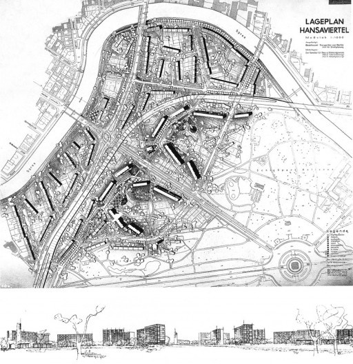 Implantação do plano urbanístico vencedor do concurso de 1953, de autoria de Gerhard Jobst e Willy Kreuer