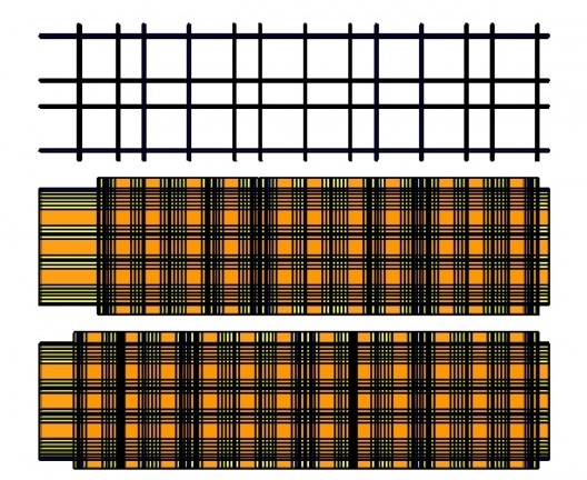 Grilla azul que compone los dos tartanes estructuralmente. Ellos corresponden respectivamente al piso 5 y 6 del bloque de vivienda.