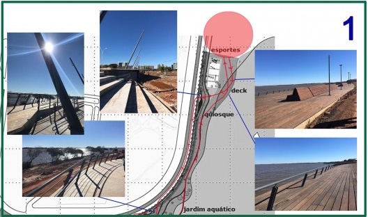 Cartografia-janela 1 do percurso da excursão-visita: partida dos galpões da obra até o passeio e a ciclovia que margeiam a Av. Edvaldo Pereira Paiva