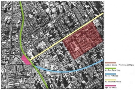 Localização do Conjunto da Hípica. Principais vias de acesso e referência ao “Largo da Batata”