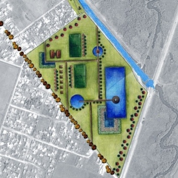 Planta do encabeçamento do parque linear junto á rodovia PR415