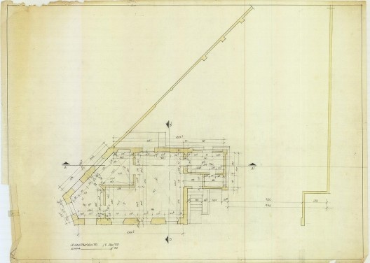 Levantamento arquitetônico pavimento térreo edificação original, Casa Bonomi