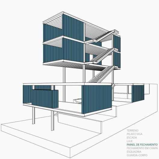 Estúdio Madalena, diagrama de montagem, São Paulo, 2015. Apiacás Arquitetos