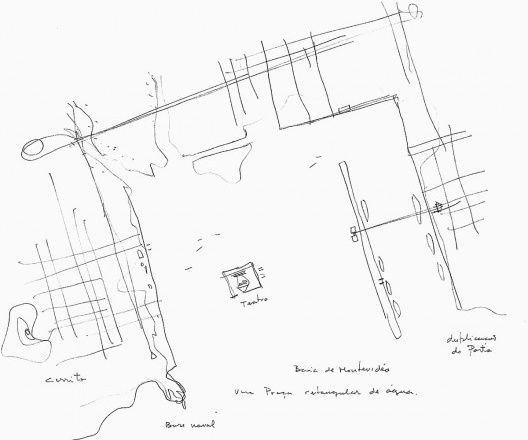 Plano da Baía de Montevidéu. Croqui de Paulo Mendes da Rocha