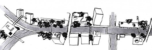 Projeto de remodelação do Vale do Anhangabaú, 1974. Croqui de Vilanova Artigas