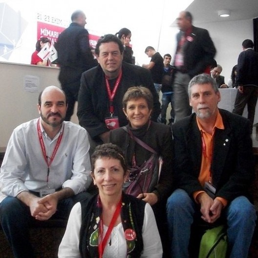 Daniel Amor, com Erminia Maricato e Berthelina Alves Costa, representando o Sasp/FNA no Fórum Social de Arquitetura, Ancara, Turquia