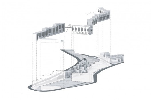 Parque Novo Santo Amaro V - Programa Mananciais, vista axonométrica, São Paulo SP Brasil, 2009 – 2012. Arquitetos Héctor Vigliecca, Luciene Quel, Neli Shimizu e Ronald Fiedler Werner / Vigliecca & Associados