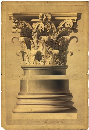 Pantheon, Roma. Capitel e base da coluna do pórtico. Henri Labrouste, 1825-1830