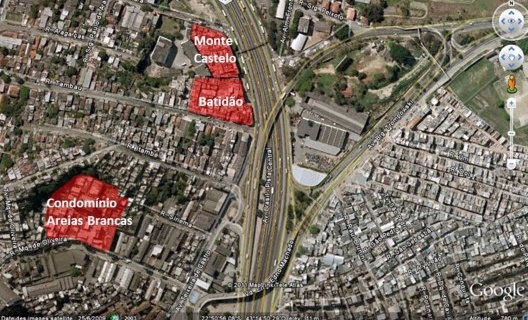 Localização das três ocupações