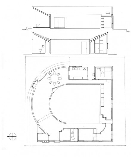 White U, planta e corte, Tóquio, Japão, 1976. Arquiteto Toyo Ito
