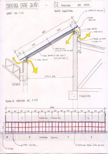 Reforma e ampliação O2 Filmes, croquis, São Paulo SP Brasil, 2013. Arquiteta Cristina Xavier