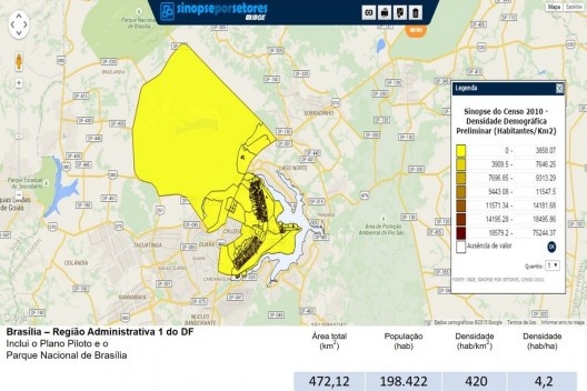 Densidades no Plano Piloto de Brasília DF