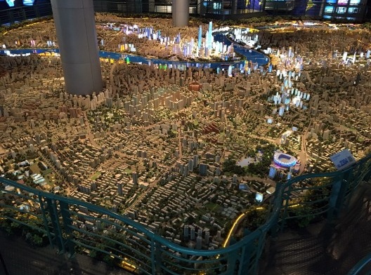 Maquete de Xangai no Centro de Exposições de Planejamento Urbano local