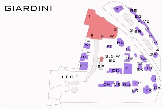 Percurso 01: Planta dos Giardini dela Biennale Veneza