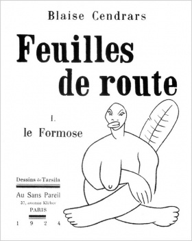 Capa do livro de Blaise Cendrars sobre viagem ao Brasil, com desenhos de Tarsila do Amaral