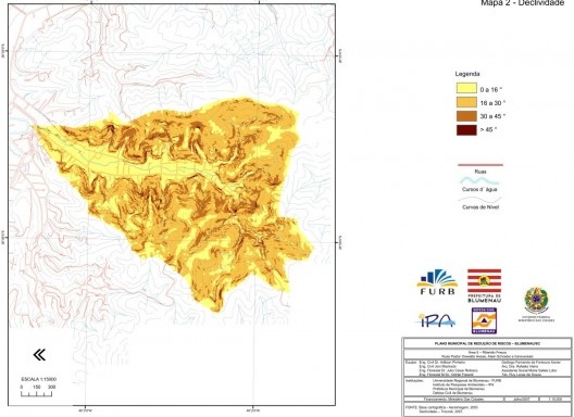 Exemplo de cartografia temática Declividade na bacia do Ribeirão Fresco