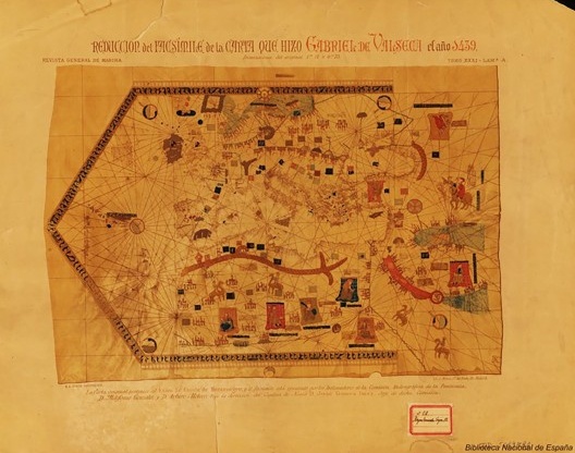 Carta Portulana. Reducción del facsimile de la carta que hizo Gabriel de Vallseca, 1439