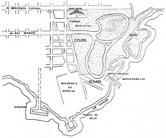 Tropical Hotel de Santarém, implantação. Arquiteto Arnaldo Paoliello