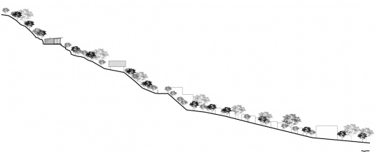 Sección del terreno que demuestra la casa y despacho