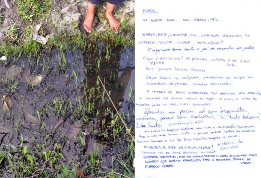 Imagem registro e escrita coletiva na disciplina de Caminhografia Urbana em 2022
