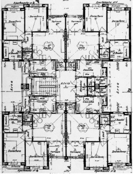 Fig. 05 - Edifício Higienópolis, rua Conselheiro Brotero nº 1092, São Paulo, Rino Levi, 1935. Planta tipo