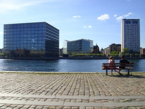 Vista da cidade a partir do Sydhavnen, Copenhague, Dinamarca