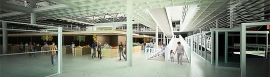 Mercado Público, Blumenau SC Brasil, 2008, vista interna, menção honrosa Concurso Sustentabilidade em Edificações Públicas. Estudantes Marcelo André Carraro, André Celestino Fornari Oliveira e Vitor de Luca Zanatta, 2008