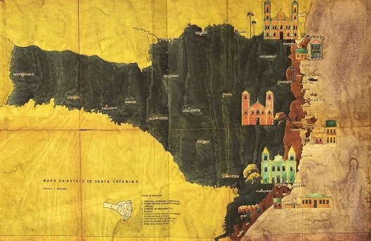 Mapa ilustrativo das áreas do estudo de Hans Broos para a revalidação do diploma de engenheiro-arquiteto apresentado à Faculdade Nacional de Arquitetura da Universidade do Rio de Janeiro, em 1957