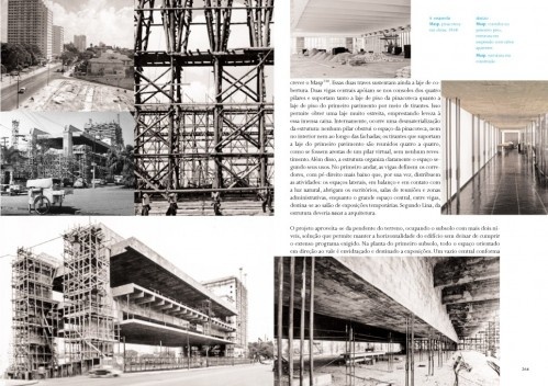 Museu de Arte de São Paulo – Masp, edifício em construção (esquerda, abaixo). Arquiteta Lina Bo Bardi