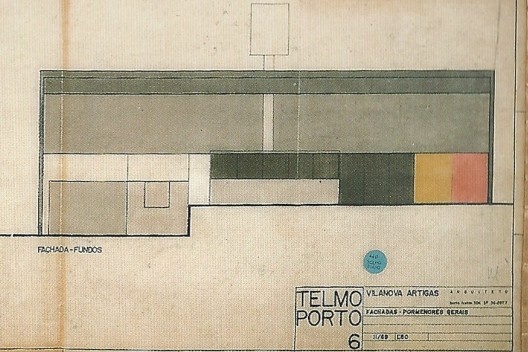 João Batista Vilanova Artigas, Residência Telmo Porto, São Paulo, 1968. Projeto executivo. Elevação