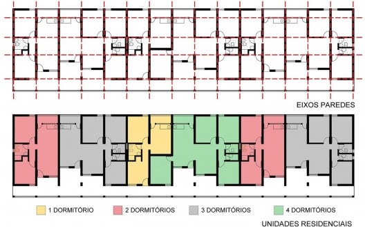 Conjunto José Pedro Varela, planta de uma das unidades habitacionais, Montevidéu, Uruguai, 1971. Instituto de Assistência Técnica Centro de Assistência Técnica e Social